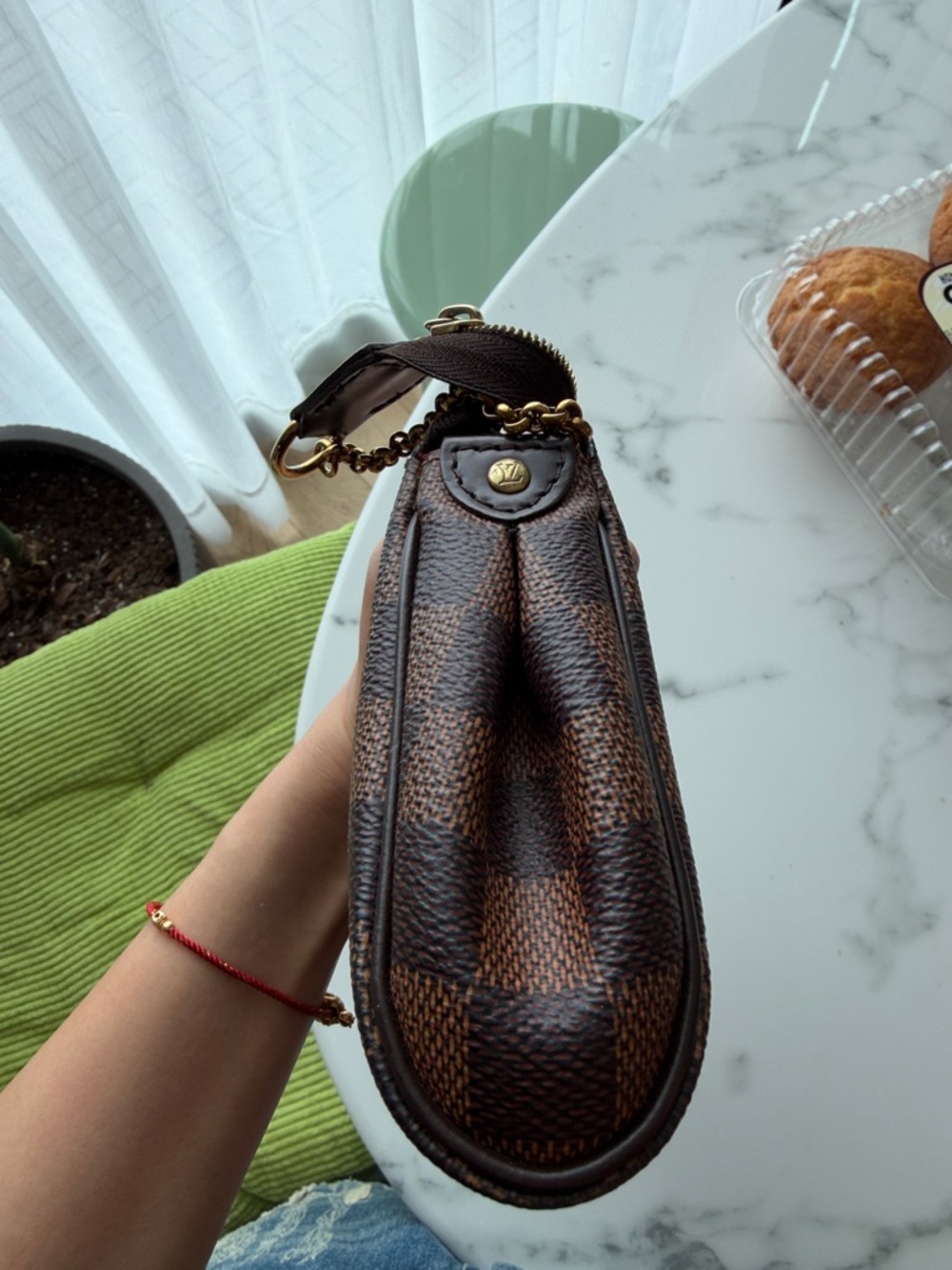 Louis Vuitton Brown Damier Ebene Eva Crossbody Pochette with Gold Hardware - Picture 11 of 12